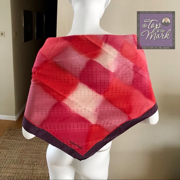 VALENTINO Silk Scarf Geometric VINTAGE - Picture 10 of 14